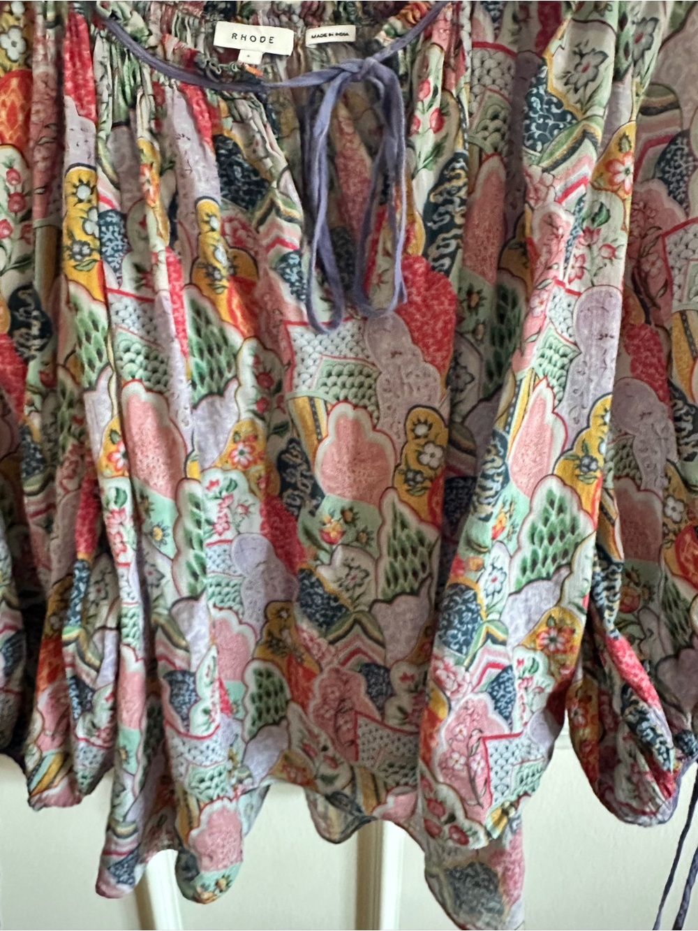 Rhode mix print patchwork long sleeve floral print blouse - Picture 3 of 7